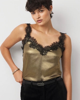 Lace Trim Satin Camisole | White House Black Market